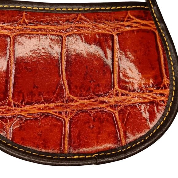 Dooney and Bourke Brown Red Faux Crocodile Embossed Small Mini Crossbody Purse - Picture 14 of 16